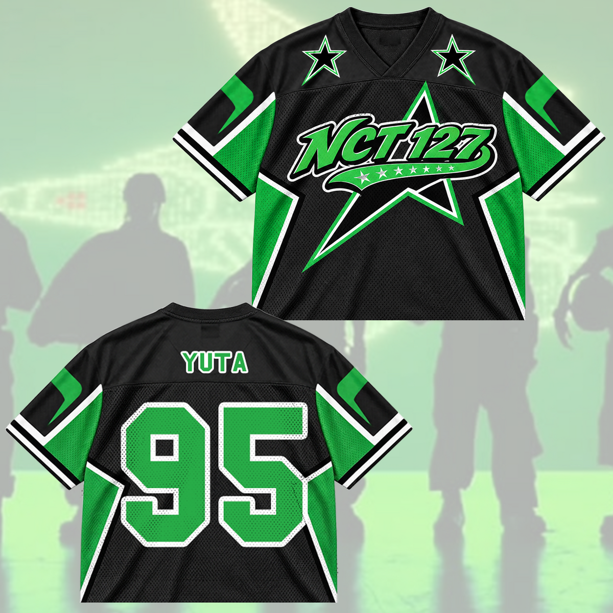 NCT 127 Neon Green Sporty Blokecore Mixed Mesh Jersey For NCTZEN