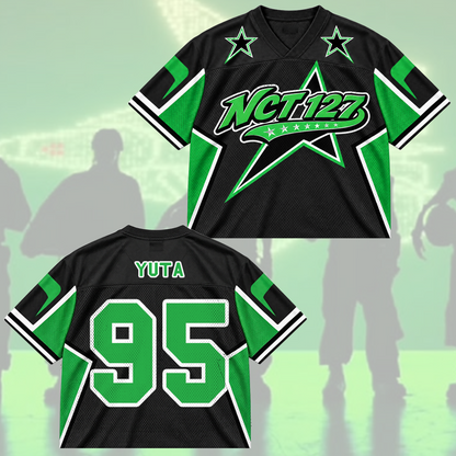 NCT 127 Neon Green Sporty Blokecore Mixed Mesh Jersey For NCTZEN