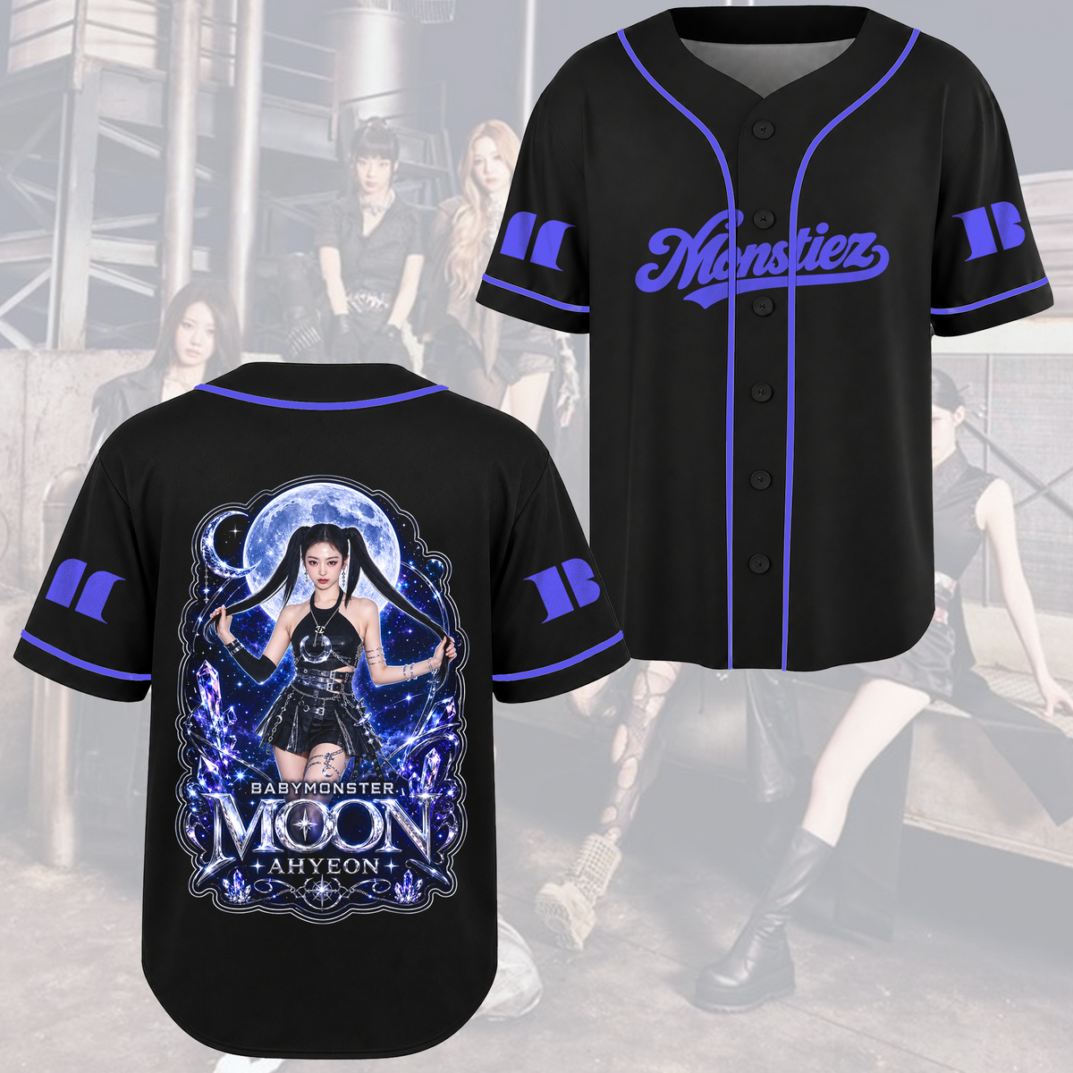 Mystical Choom Tour Babymonster Moon Gothic Baseball Jersey For Monstiez