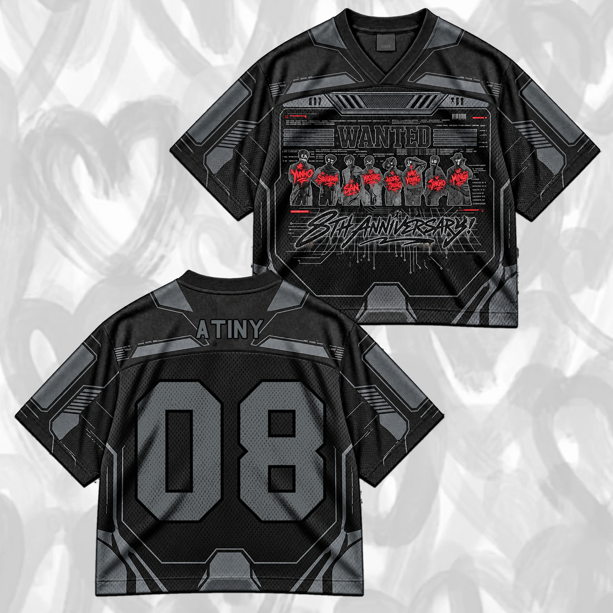 ATEEZ Golden Hour 8th Anniversary Streetwear Wanted Mixed Mesh Jersey Gift For Fans