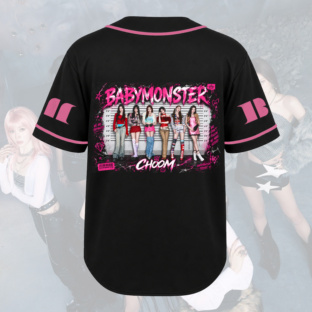 Fiery The Choom World Tour Babymonster PStreetwear Baseball Jersey Gift for Fans