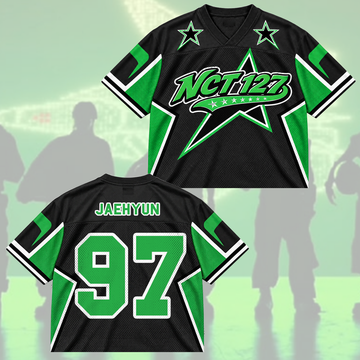 NCT 127 Neon Green Sporty Blokecore Mixed Mesh Jersey For NCTZEN