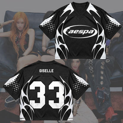 Aespa Complexity Synk Retro Sporty Mixed Mesh Jersey Fan Gifts