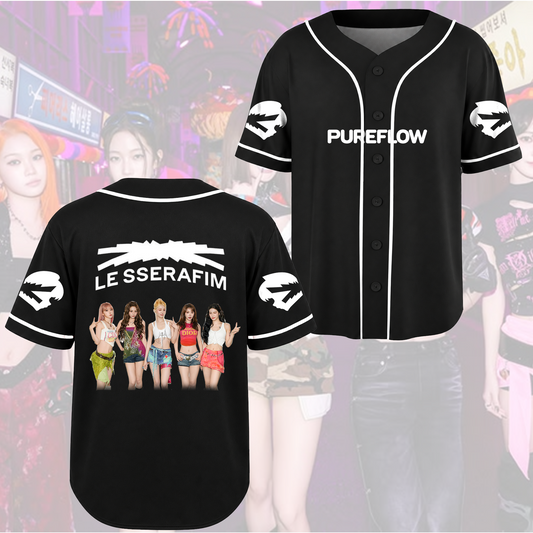 LE SSERAFIM Pureflow Minimalist Streetwear Baseball-Trikot für FEARNOT