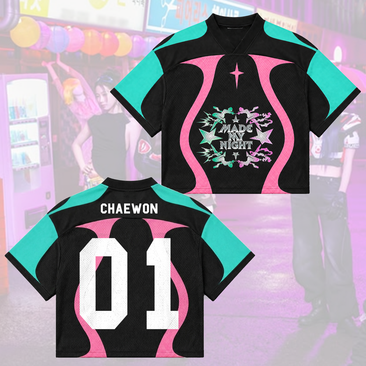 Explosive Le Sserafim Made My Night Heavy Metal Sporty Mixed Mesh Jersey Fanmerch