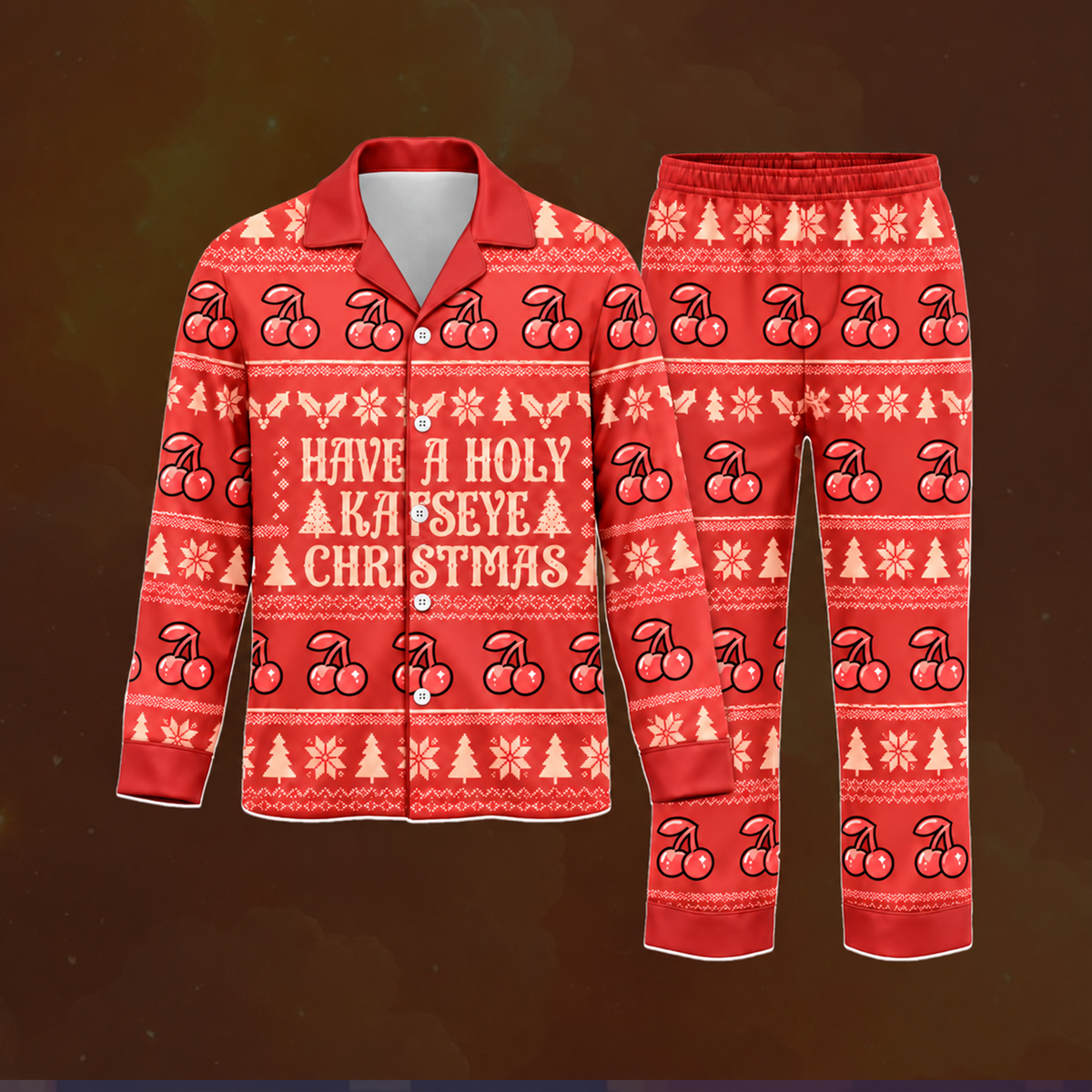 Cozy Have A Holy Christmas K.A.T.S.E.Y.E. Club Megan Symbol Ugly Christmas Pajama Set For Eyekons