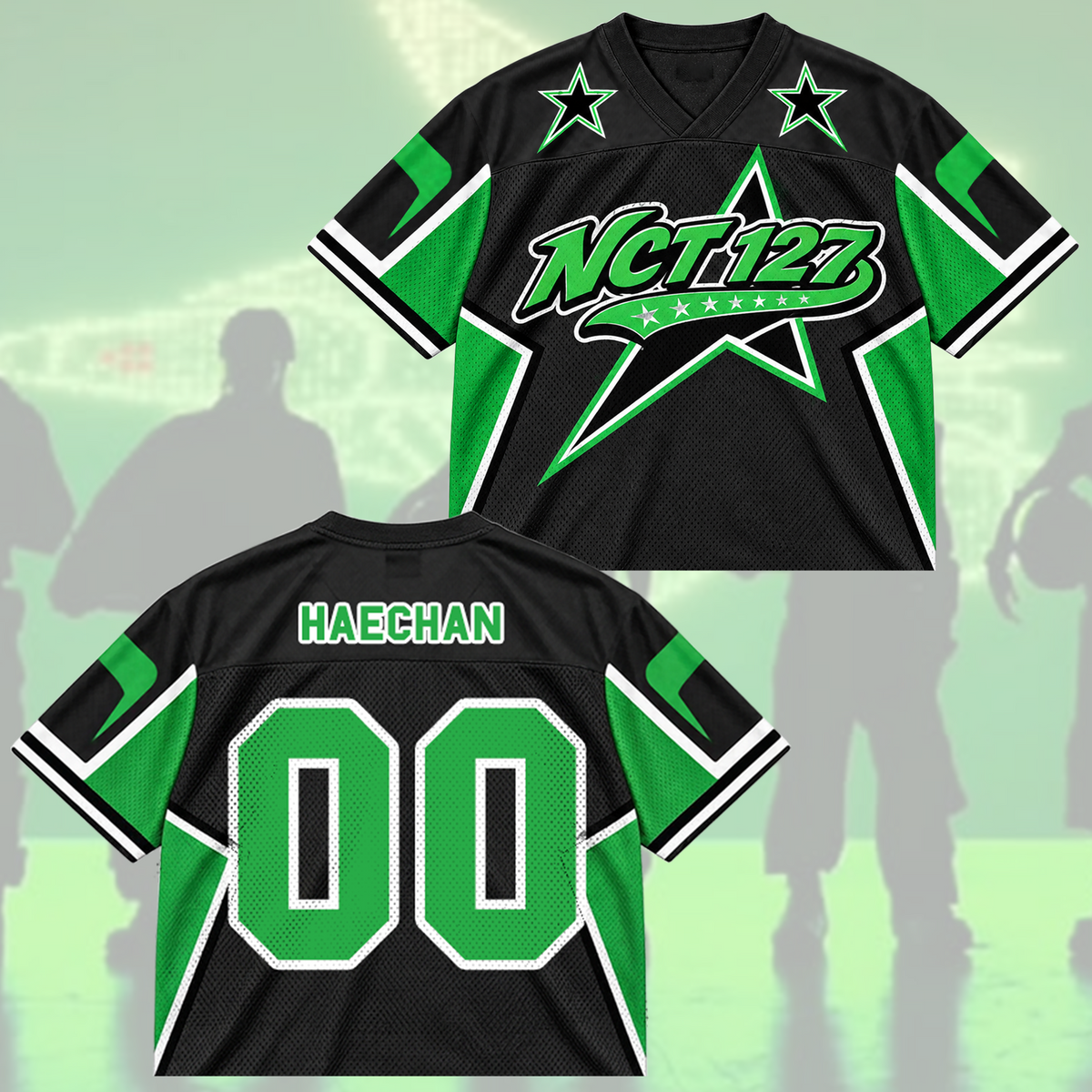 NCT 127 Neon Green Sporty Blokecore Mixed Mesh Jersey For NCTZEN