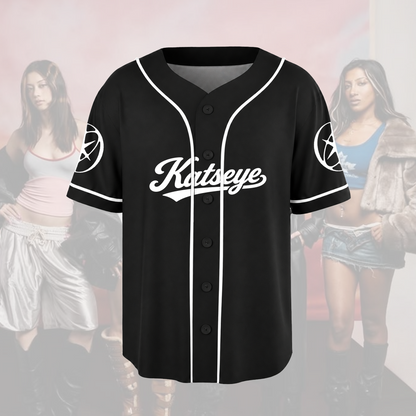 KATSEYE Animal Song Merch Black Monochrome Grid Graphic Baseball Jersey Fan Edition
