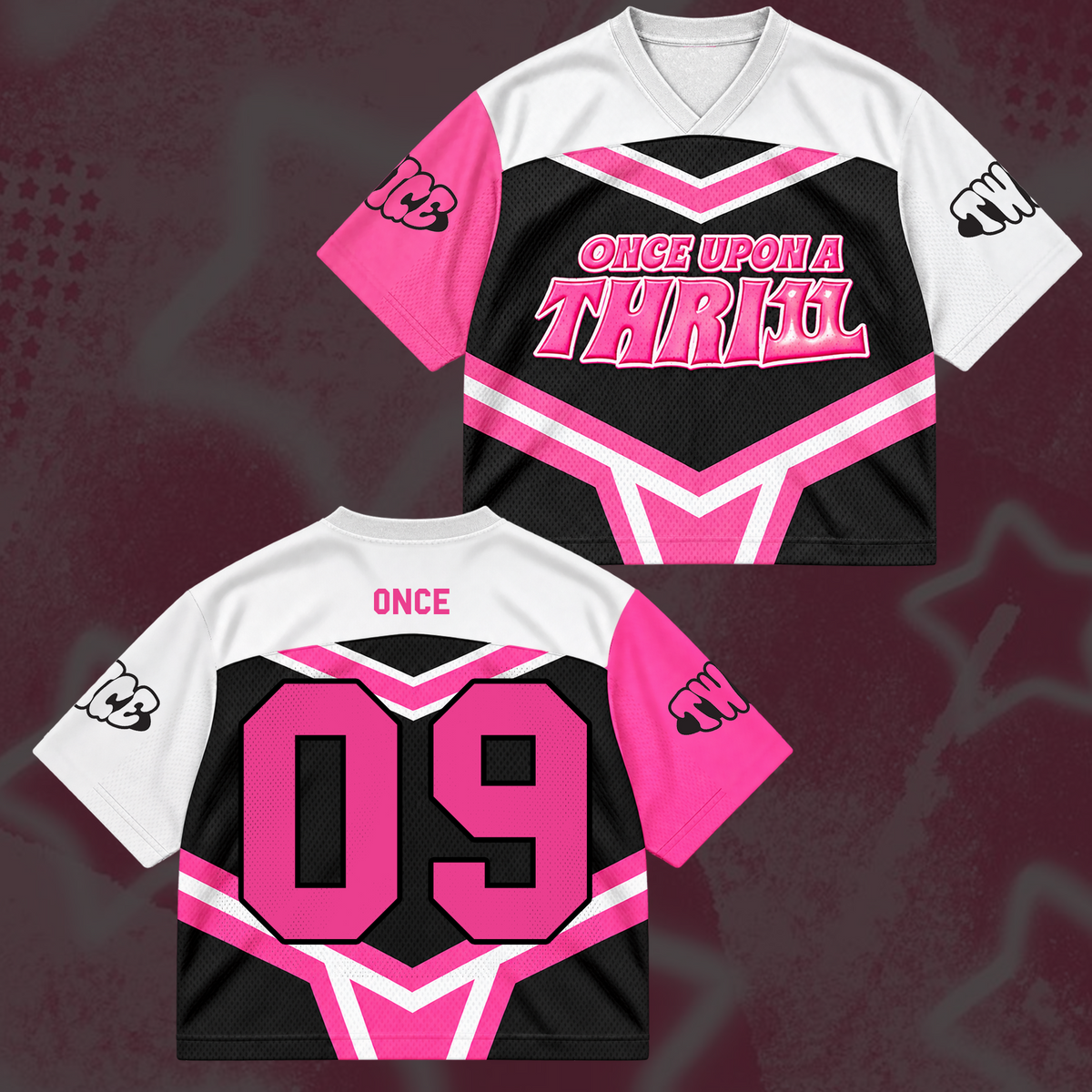 Sweet TWICE Once Upon A Thr11l 11th Anniversary Cheerleader Mix Mesh Jersey For Once
