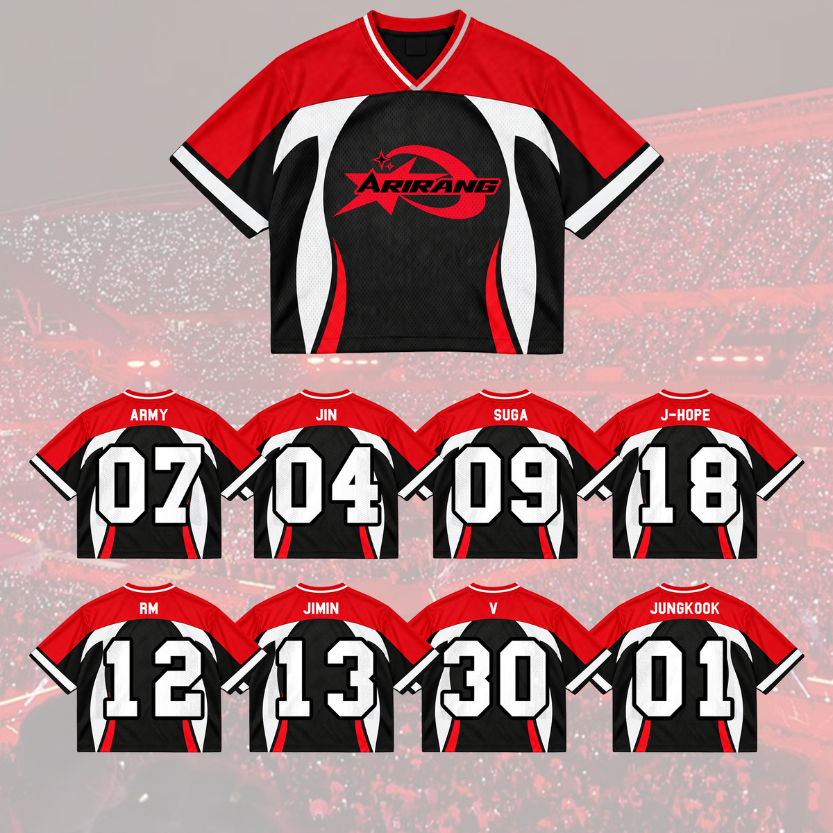 Vivid Arirang Army Club All Members Cyber Grunge Mixed Mesh Jersey For Fans