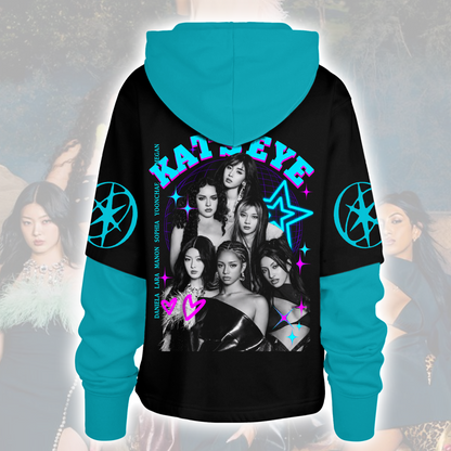 Fierce The Wildworld Tour Katseye Cyberpunk Neon Teal Shortstop Hoodie Gift for Fans