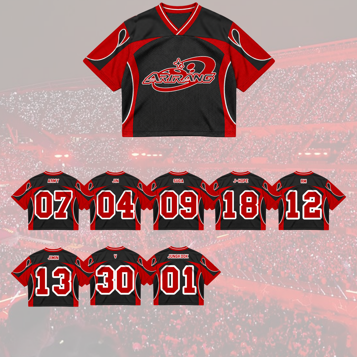 Dramatic Arirang Army Club All Members Cyber Grunge Mixed Mesh Jersey For Fans
