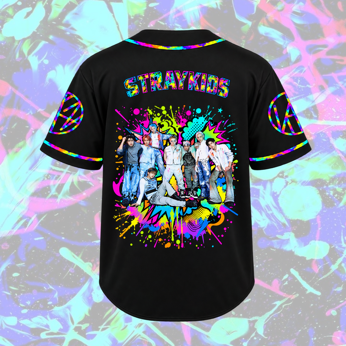 Dramatic Suiatsu Stray Kids Club All Members Psychedelic Splatter Baseball Jersey For Stay