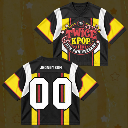 Bold TWICE KPOP 11th Anniversary Retro Sporty Mix Mesh Jersey For Once