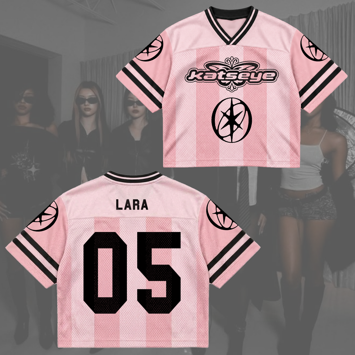 Captivating Katseye Pink Pop Mixed Mesh Jersey Concert Outfit Gift for Fans