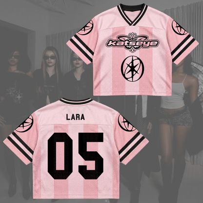 Captivating Katseye Pink Pop Mixed Mesh Jersey Concert Outfit Gift for Fans