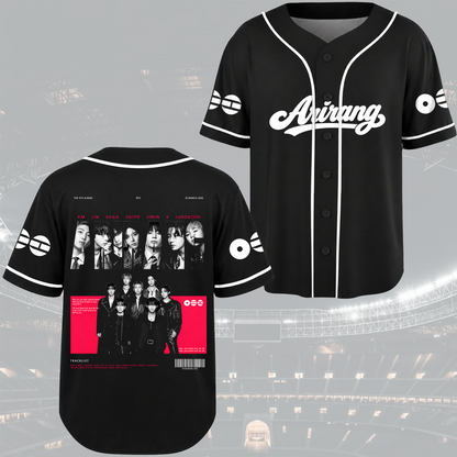 Dynamic Arirang BTS Retro Black Baseball Jersey For Army