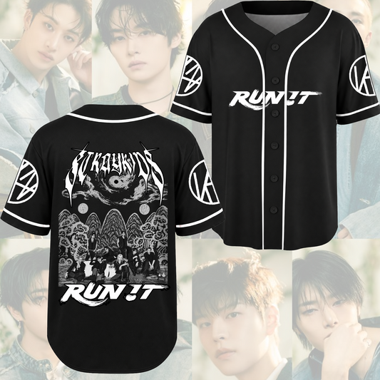 Monochromatic Run It World Tour Stray kids Baseball Jersey Stay Edition