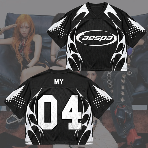 Aespa Complexity Synk Retro Sporty Mixed Mesh Jersey Fan Gifts
