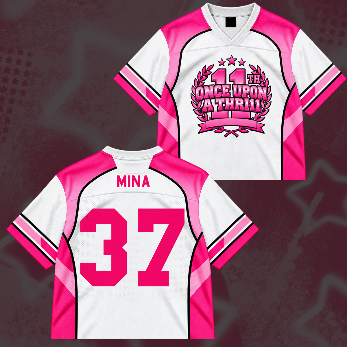 Charming TWICE Once Upon A Thr11l 11th Anniversary Pink Coquette Mix Mesh Jersey For Once