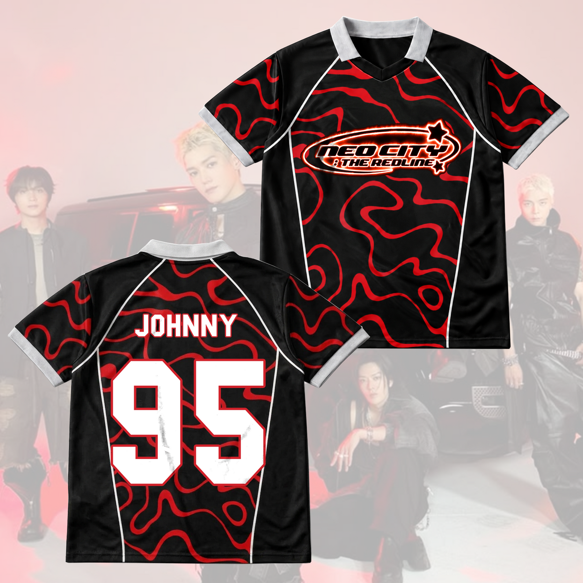 NCT 127 The Redline Tour Retro-Baseballshirt mit wellenförmigen Flügeln am Ausschnitt, Geschenk für Fans
