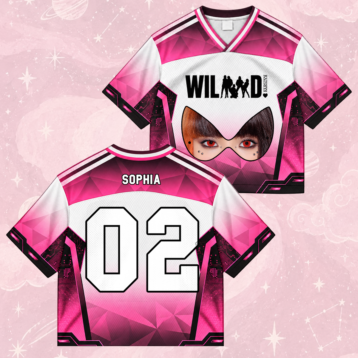 Katseye Mask The Wildworld Tour Merch Wild EP Mixed Mesh Jersey Futuristic Cyberpunk Pink Black Top For EYEKONS Fandom