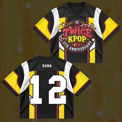 Bold TWICE KPOP 11th Anniversary Retro Sporty Mix Mesh Jersey For Once