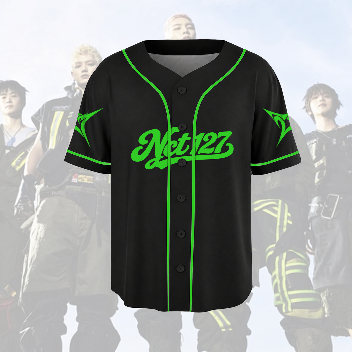 NCT 127 Blingy Album Neon Line Art Kawaii Baseballtrikot für NCTZEN