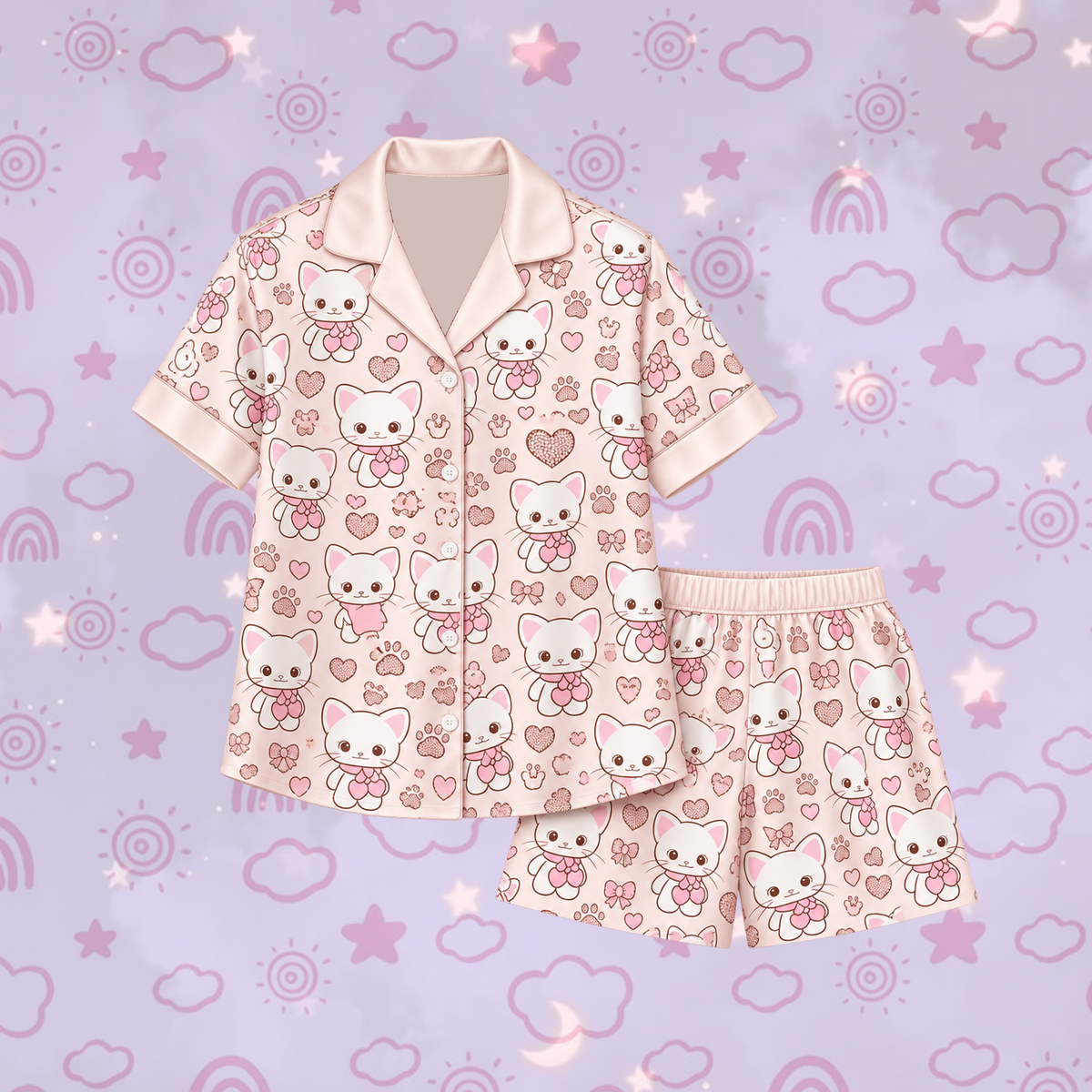 Lovely TWICE Club Dahyun Dub Nyangi Mascot Pastel Coquette Pajama Set For Once