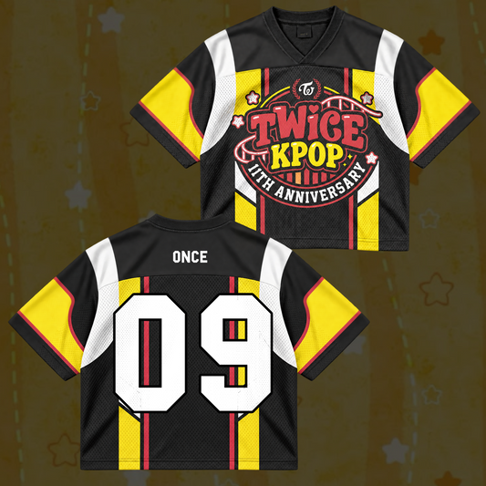 Bold TWICE KPOP 11th Anniversary Retro Sporty Mix Mesh Jersey For Once