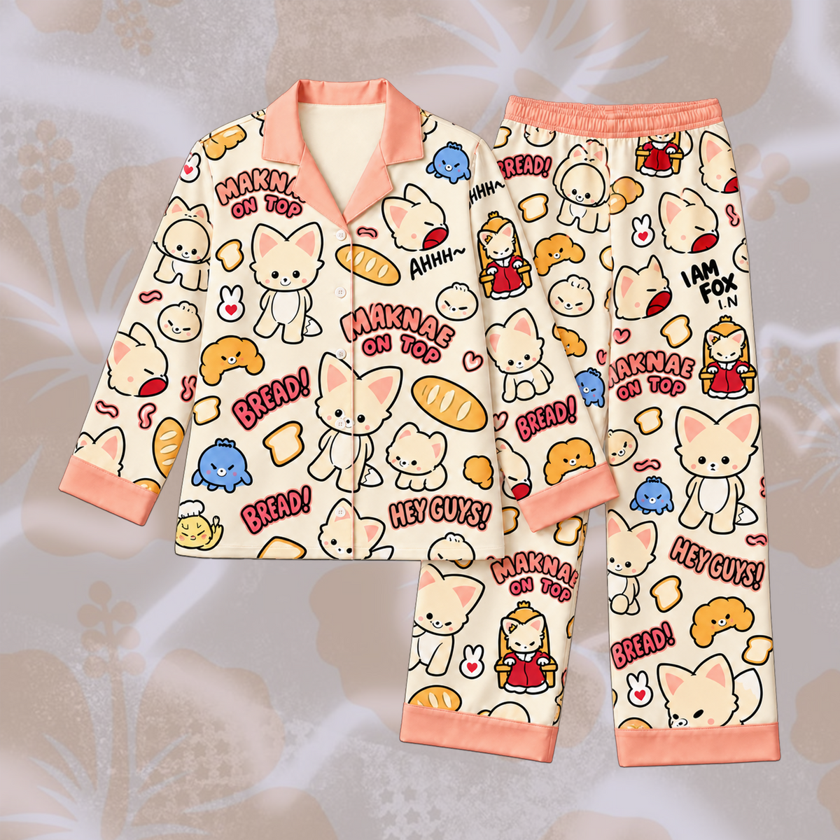 Sweet Stray Kids Club I.N FoxI.Ny Mascot Pastel Doodle Pajama Set For Stay