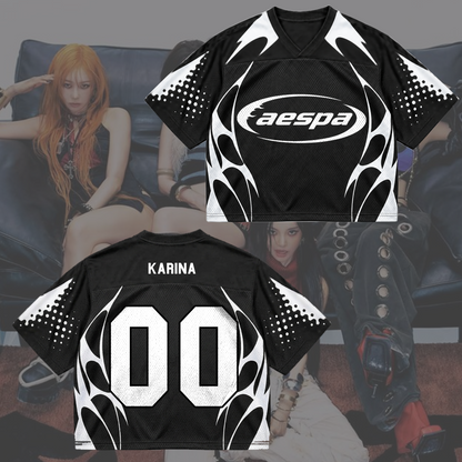 Aespa Complexity Synk Retro Sporty Mixed Mesh Jersey Fan Gifts