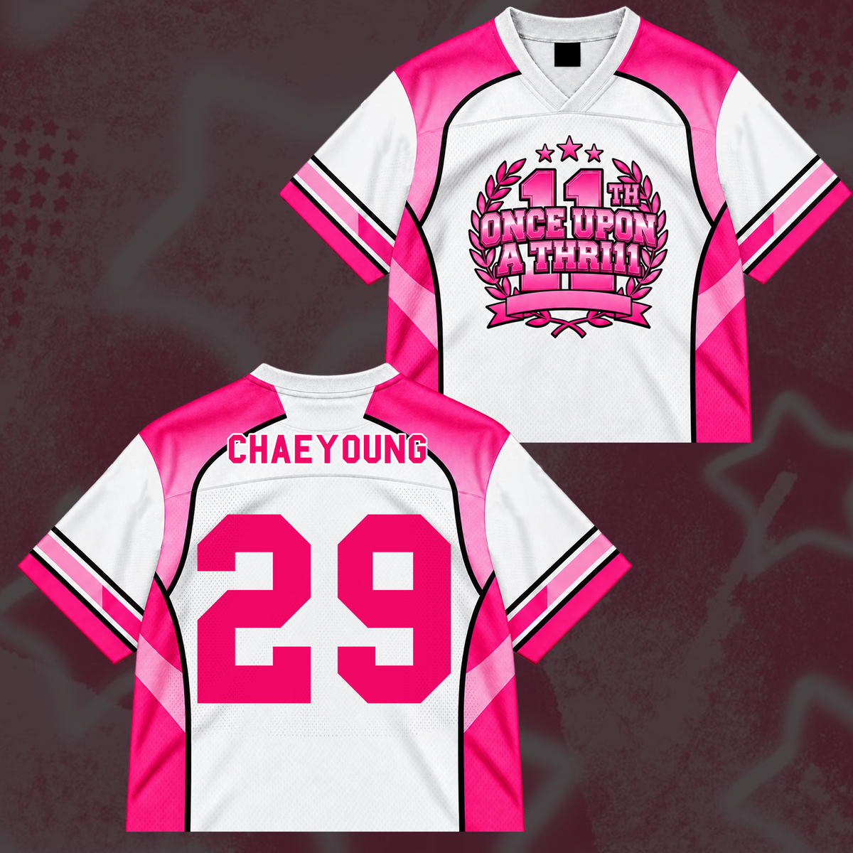 Charming TWICE Once Upon A Thr11l 11th Anniversary Pink Coquette Mix Mesh Jersey For Once