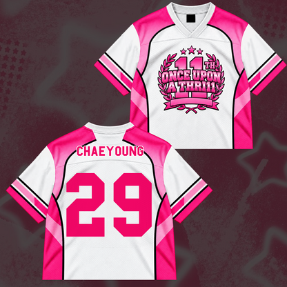 Charming TWICE Once Upon A Thr11l 11th Anniversary Pink Coquette Mix Mesh Jersey For Once