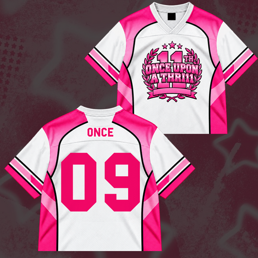 Charming TWICE Once Upon A Thr11l 11th Anniversary Pink Coquette Mix Mesh Jersey For Once