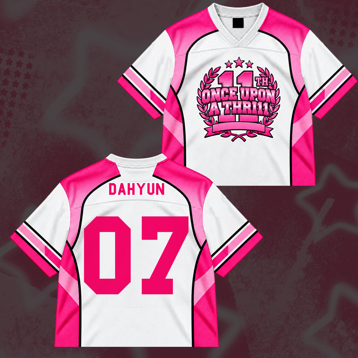 Charming TWICE Once Upon A Thr11l 11th Anniversary Pink Coquette Mix Mesh Jersey For Once