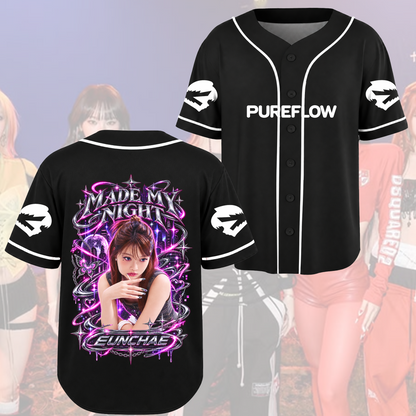 Neon Graphic Eunchae LE SSERAFIM Pureflow Concert Tour Baseball Jersey  Fan Concert Gift