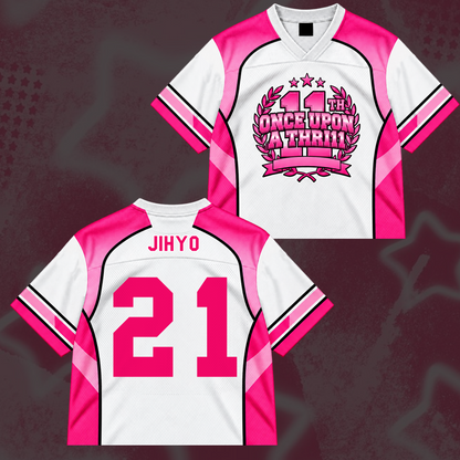 Charming TWICE Once Upon A Thr11l 11th Anniversary Pink Coquette Mix Mesh Jersey For Once