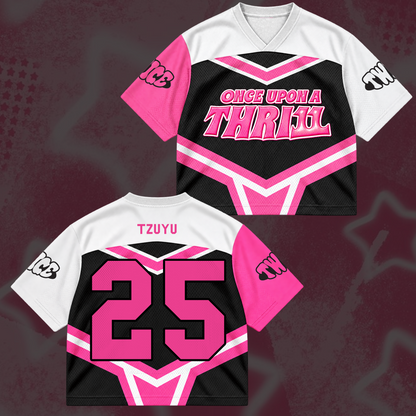 Sweet TWICE Once Upon A Thr11l 11th Anniversary Cheerleader Mix Mesh Jersey For Once