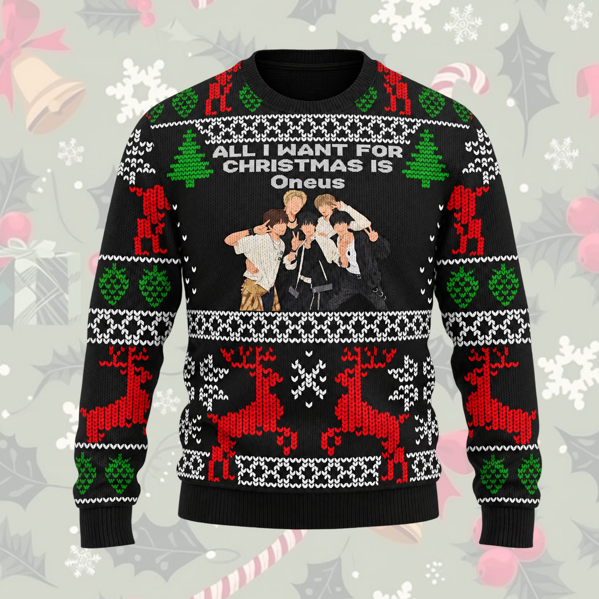 All I Want For Christmas Is Oneus Black Ugly Sweater Full Moon Gift For Fans