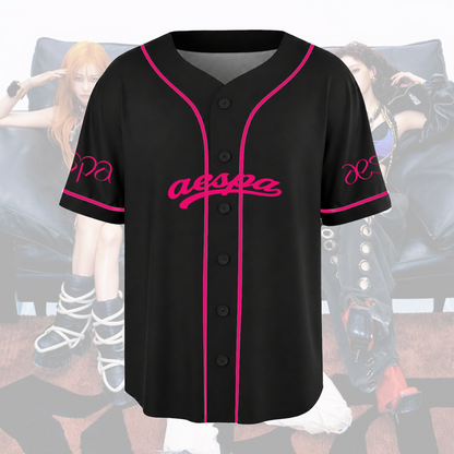 Aespa SYNK World Tour 2026 Baseball Jersey Black & Pink Kpop Merch Gift For Fans