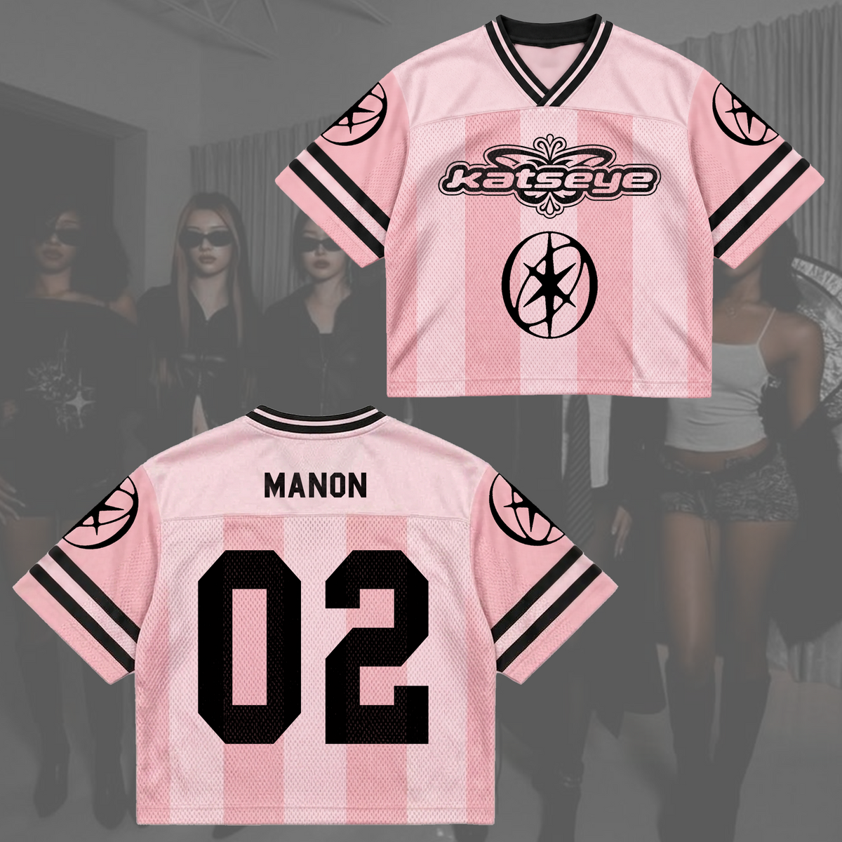 Captivating Katseye Pink Pop Mixed Mesh Jersey Concert Outfit Gift for Fans