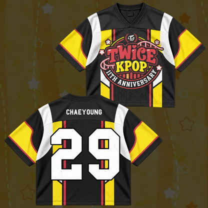 Bold TWICE KPOP 11th Anniversary Retro Sporty Mix Mesh Jersey For Once