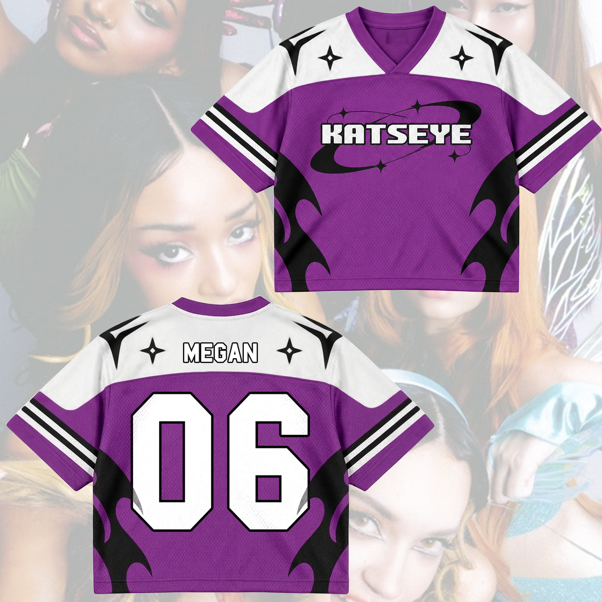 KATSEYE New Tour Tribal Purple Mixed Mesh Jersey Gift For Fans