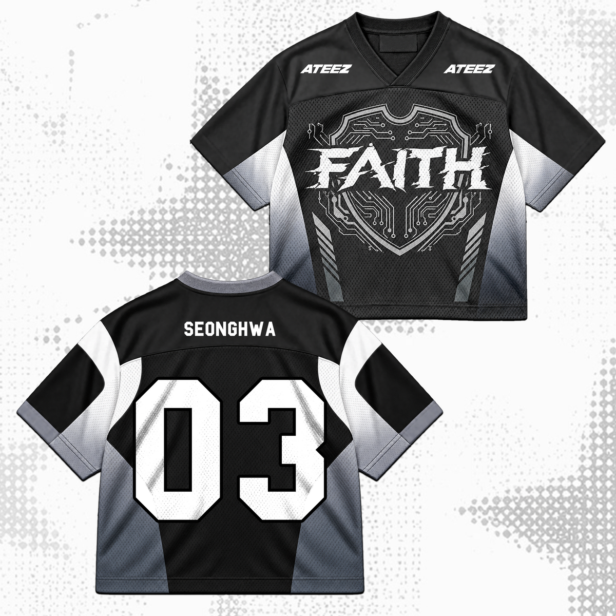 ATEEZ Golden Hour Part 6 Cyberpunk Faith Mixed Mesh Jersey Gift For Fans