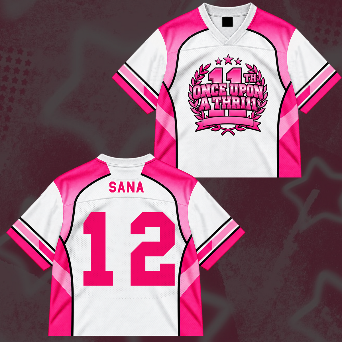 Charming TWICE Once Upon A Thr11l 11th Anniversary Pink Coquette Mix Mesh Jersey For Once