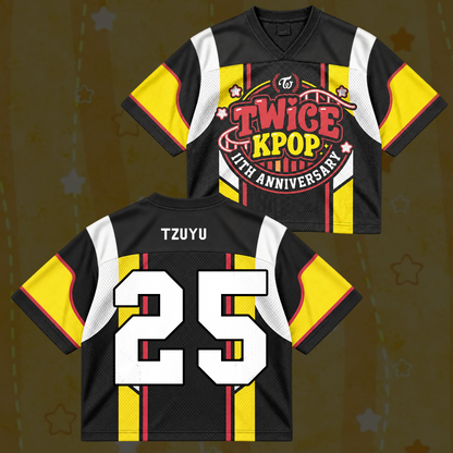 Bold TWICE KPOP 11th Anniversary Retro Sporty Mix Mesh Jersey For Once