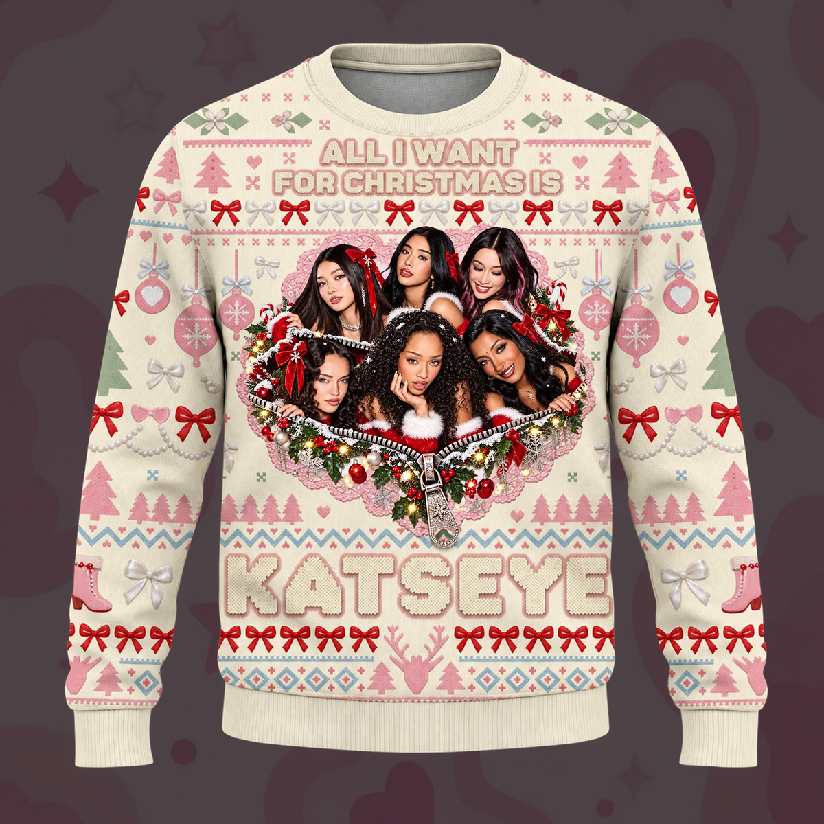 Merry Katseye Ugly Christmas Sweater Fan-Edition