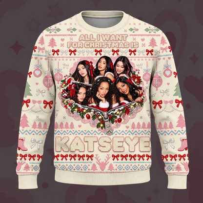 Merry Katseye Ugly Christmas Sweater Fan-Edition