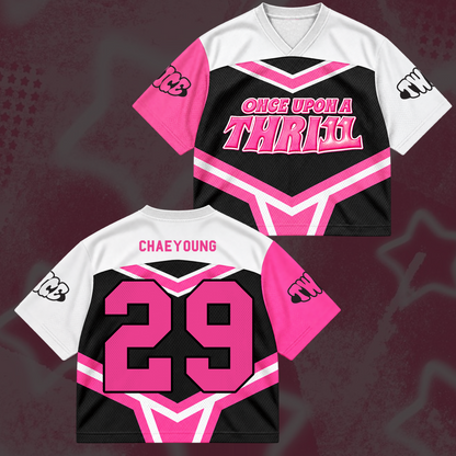 Sweet TWICE Once Upon A Thr11l 11th Anniversary Cheerleader Mix Mesh Jersey For Once